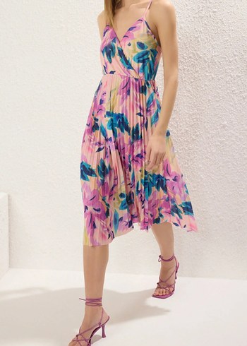 MUHTEŞEM ÇİÇEKLİ PİLİSELİ ELBİSE - Görsel 2