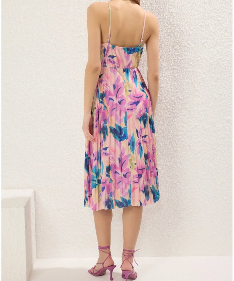 MUHTEŞEM ÇİÇEKLİ PİLİSELİ ELBİSE - Görsel 3