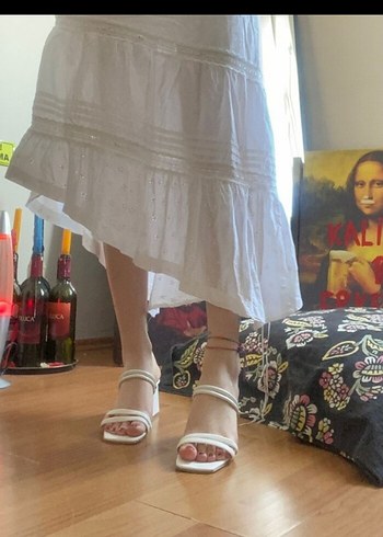 Dantel Detaylı Beyaz Stiletto Kadın Abiye Ayakkabı