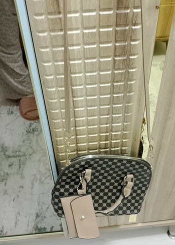 Bej Baskılı Deri Kadın Çanta - Görsel 2