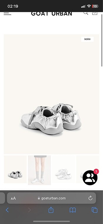36,5 Beden Jw pei gümüş balerina sneakers