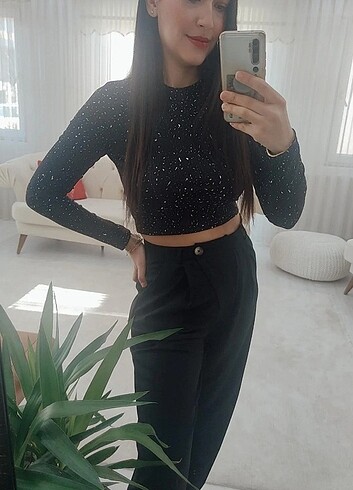 Siyah plazzo pantolon sıfır etiketli