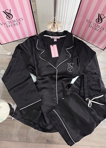 Victoria's Secret Siyah Uzun Kollu Pijama Takımı XL Beden