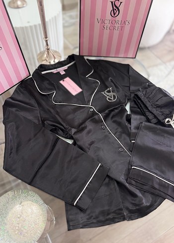 xl Beden Victoria's Secret Siyah Uzun Kollu Pijama Takımı XL Beden