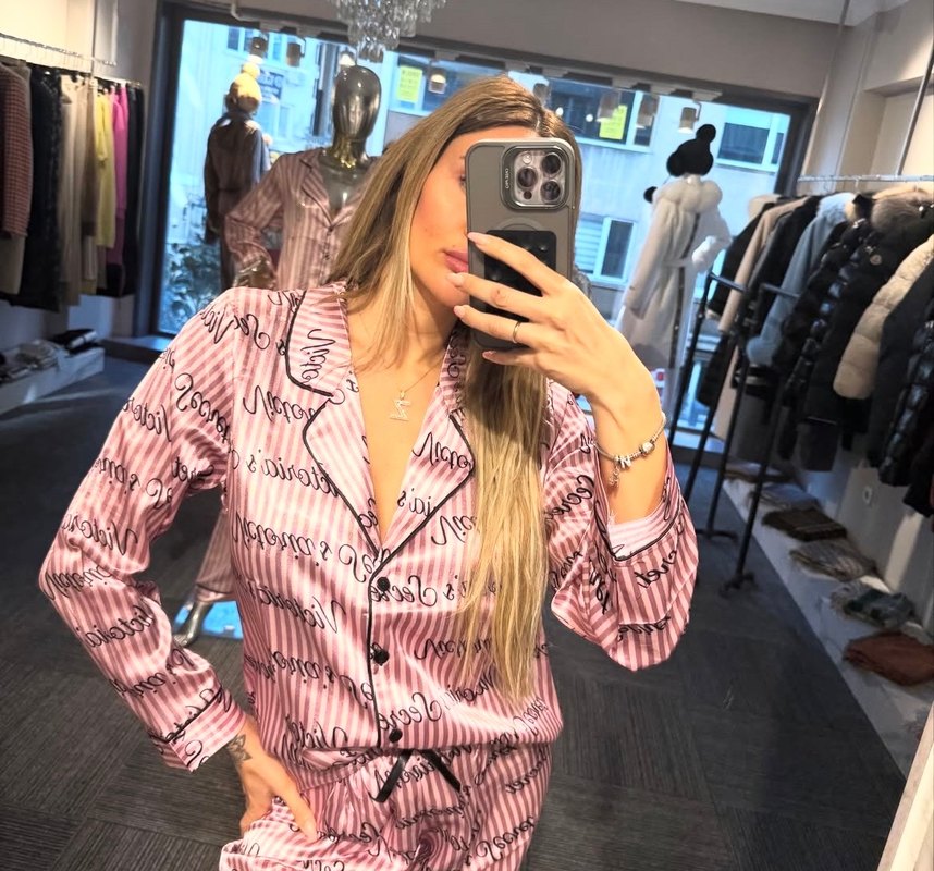 Victorias Secret Uzun Kollu Pijama Takımı S Beden - Görsel 2