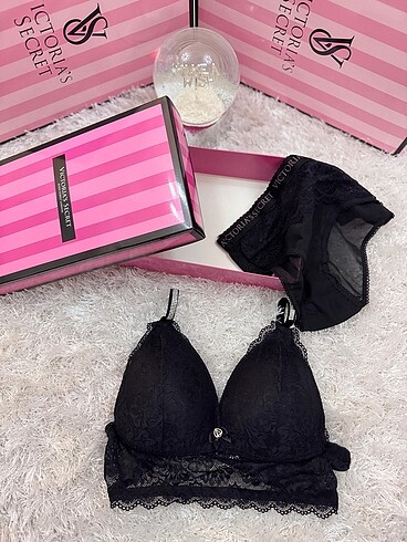 l Beden siyah Renk VICTORIA SECRET PİJAMA TAKIMI VE BRALET TAKIMI