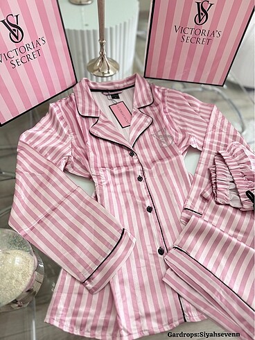 Victoria s Secret VICTORIA SECRET BASKILI PİJAMA TAKIMI M BEDEN