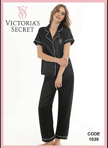 VICTORIA SECRET BASKILI PİJAMA TAKIMI XL BEDEN