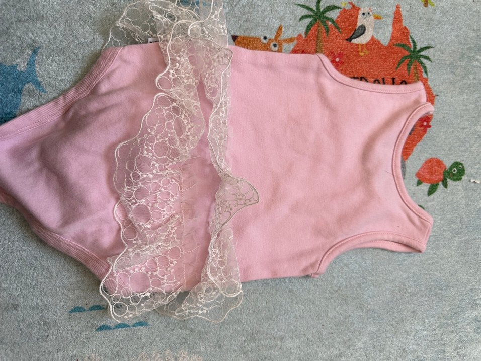 Dantel Detaylı Pembe Kız Bebek Askılı Body - Görsel 5