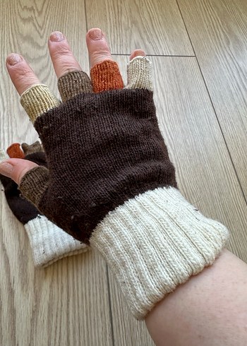 Bohem Tarz Kadın Örgü Parmaksız Eldiven - Görsel 3