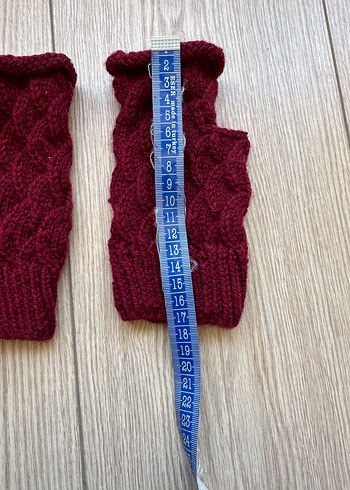 Bordo Örgü Parmaksız Kadın Eldiveni - Görsel 3