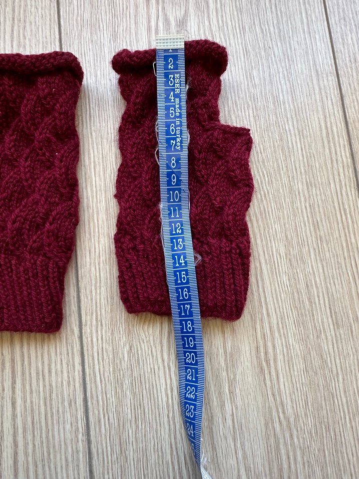 Bordo Örgü Parmaksız Kadın Eldiveni - Görsel 3