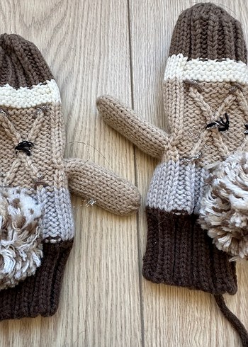 Kadın Örgü Şık Eldivenler Ponponlu - Görsel 2