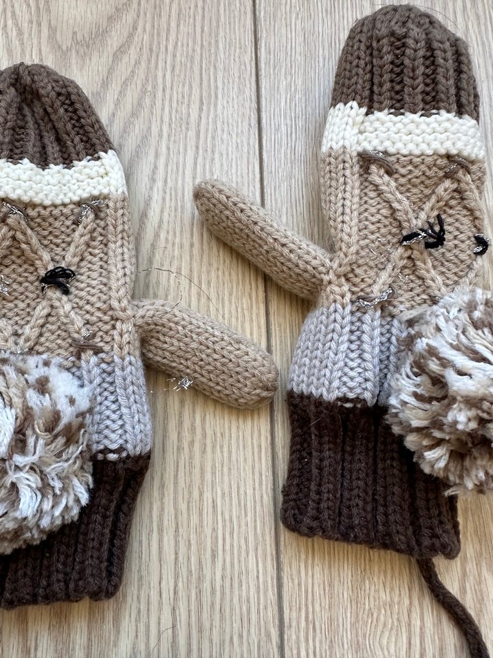 Kadın Örgü Şık Eldivenler Ponponlu - Görsel 2