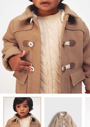 Kahverengi Yün Erkek Çocuk Kaban - Görsel 3