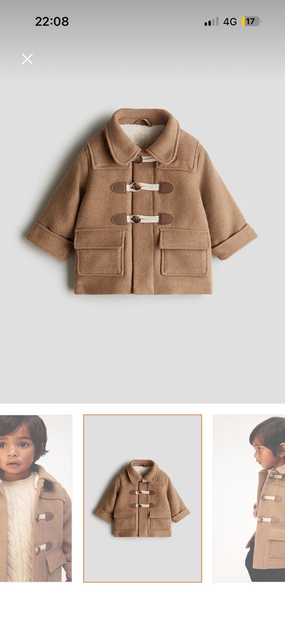 Kahverengi Yün Erkek Çocuk Kaban - Görsel 2