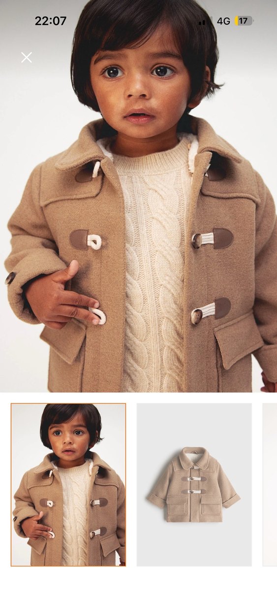 Kahverengi Yün Erkek Çocuk Kaban - Görsel 3