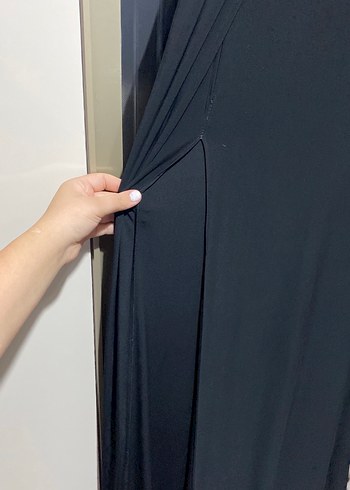 xl Beden Straplez Siyah Uzun Drapeli Abiye Elbise