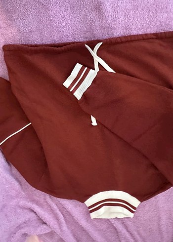 Bordo Boğazlı Oversize Sweatshirt - Görsel 2