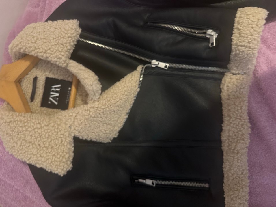 Siyah Deri Mini Ceket - Görsel 3