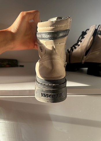 Bej Süet Bağcıklı Kadın Dolgu Topuk Bot - Görsel 3