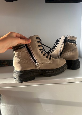 Bej Süet Bağcıklı Kadın Dolgu Topuk Bot - Görsel 4