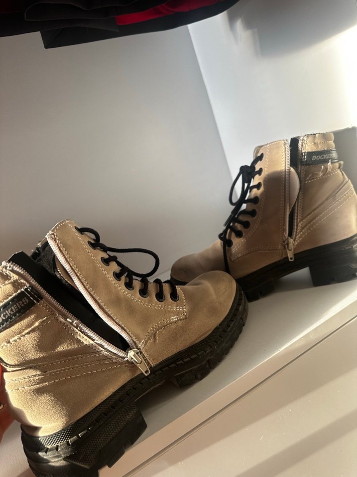 Bej Süet Bağcıklı Kadın Dolgu Topuk Bot - Görsel 5