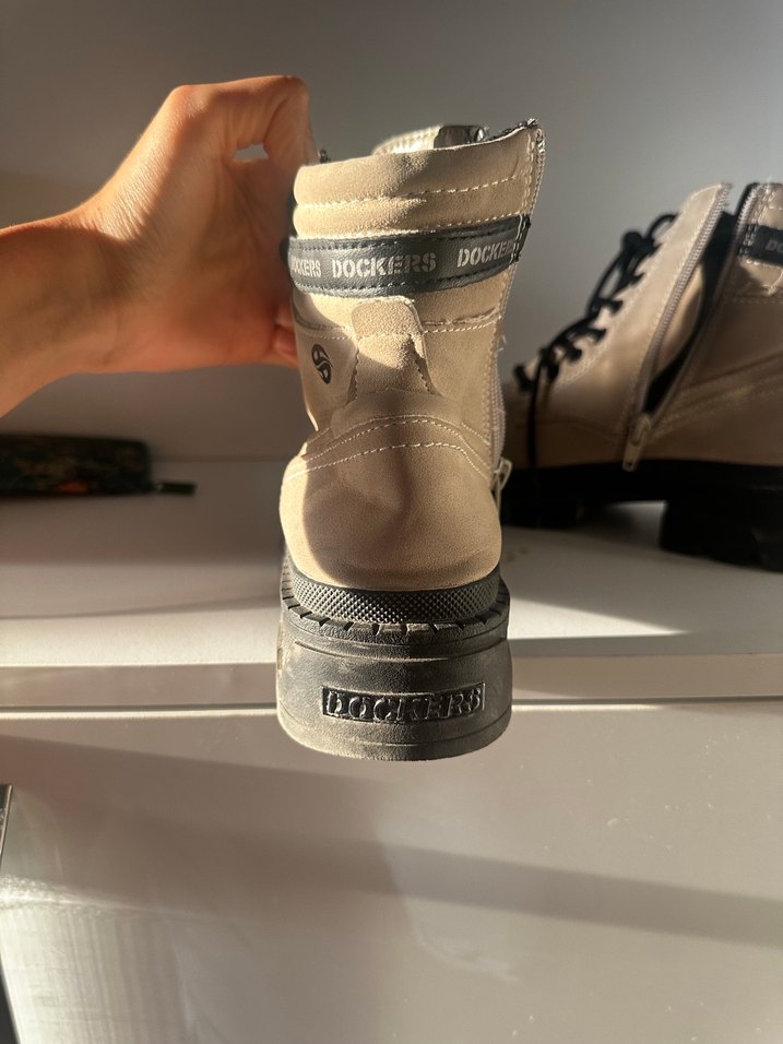 Bej Süet Bağcıklı Kadın Dolgu Topuk Bot - Görsel 3