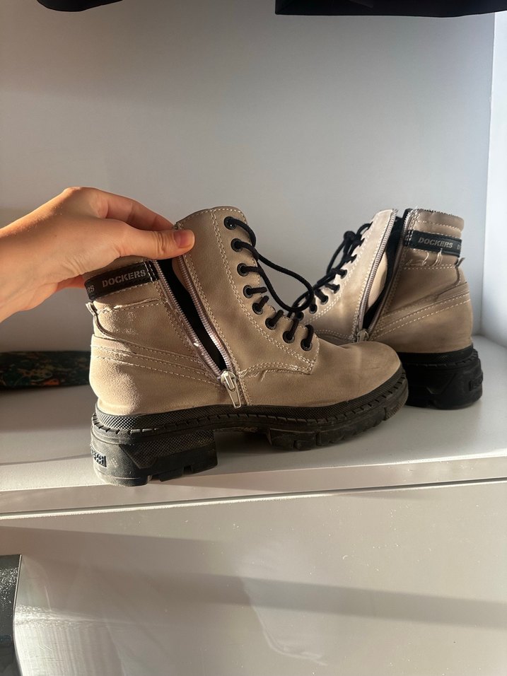 Bej Süet Bağcıklı Kadın Dolgu Topuk Bot - Görsel 4