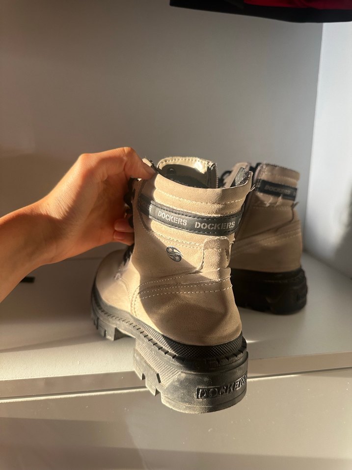 Bej Süet Bağcıklı Kadın Dolgu Topuk Bot - Görsel 2