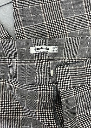 Gri Kareli Kadın Kumaş Pantolon - Görsel 3