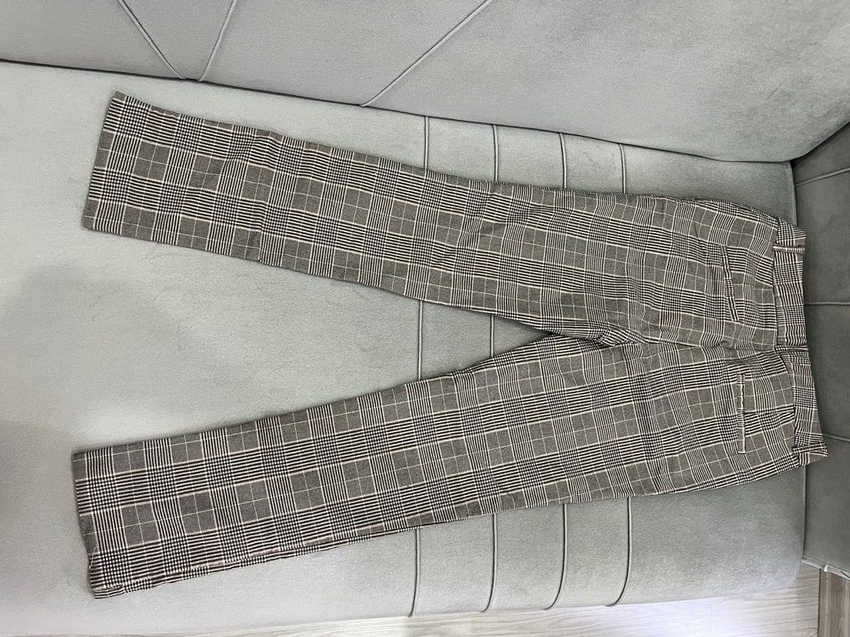 Gri Kareli Kadın Kumaş Pantolon - Görsel 2