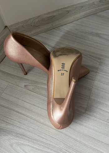 Rose gold Parlak Stiletto Kadın Topuklu Ayakkabı - Görsel 3