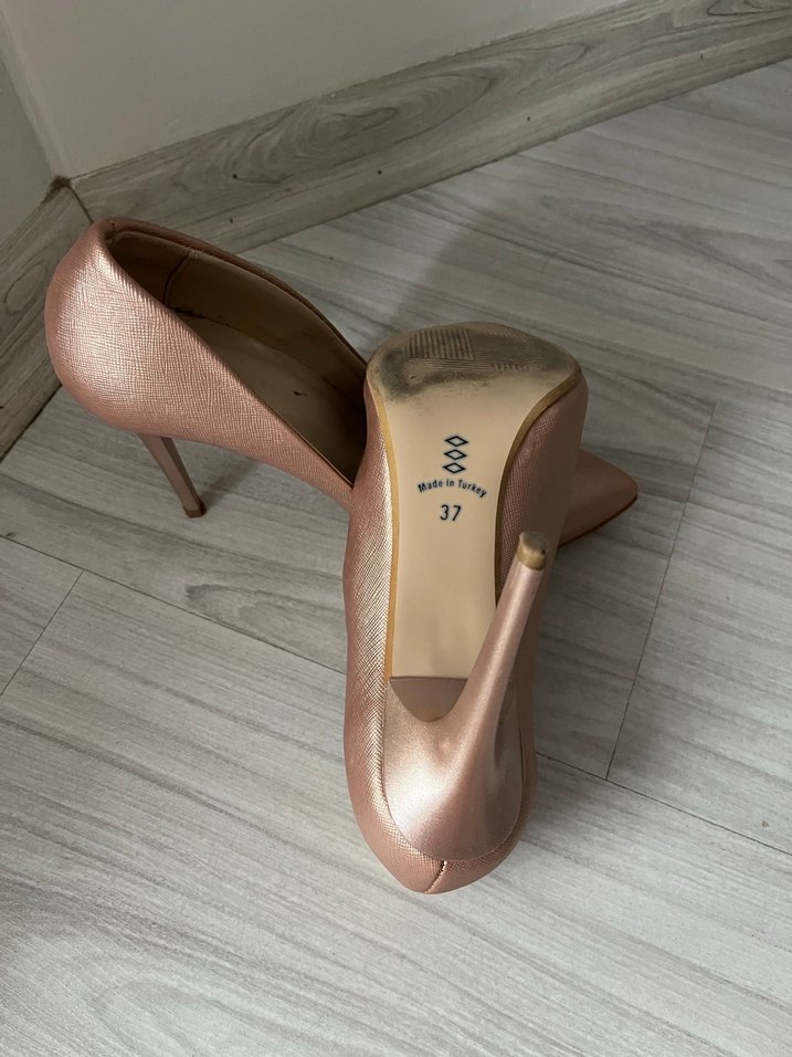 Rose gold Parlak Stiletto Kadın Topuklu Ayakkabı - Görsel 3