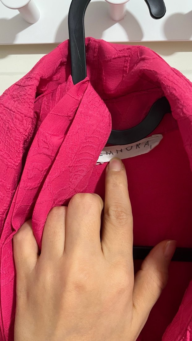 Uzun Kollu Koyu Pembe Keten Gömlek - Görsel 2