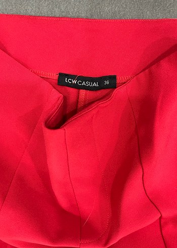 Kadın Kırmızı Midi Kumaş Pantolon - Görsel 3