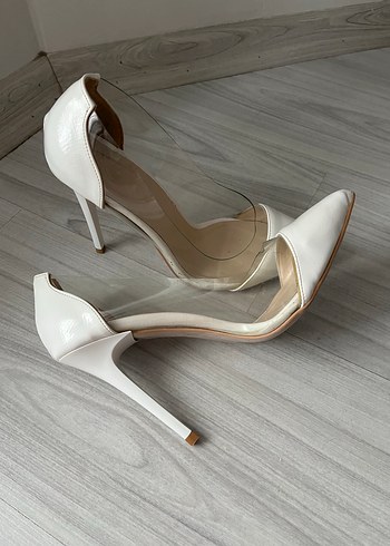 Beyaz Şeffaf Stiletto Topuklu Kadın Ayakkabı - Görsel 2