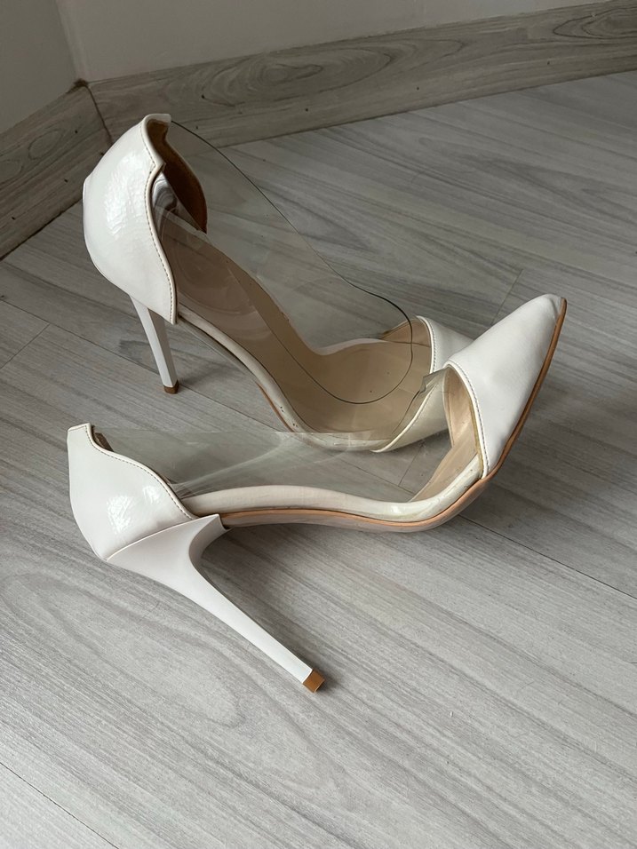 Beyaz Şeffaf Stiletto Topuklu Kadın Ayakkabı - Görsel 2