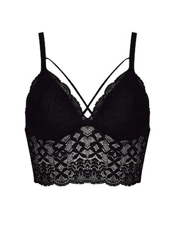 Siyah dantelli bralet