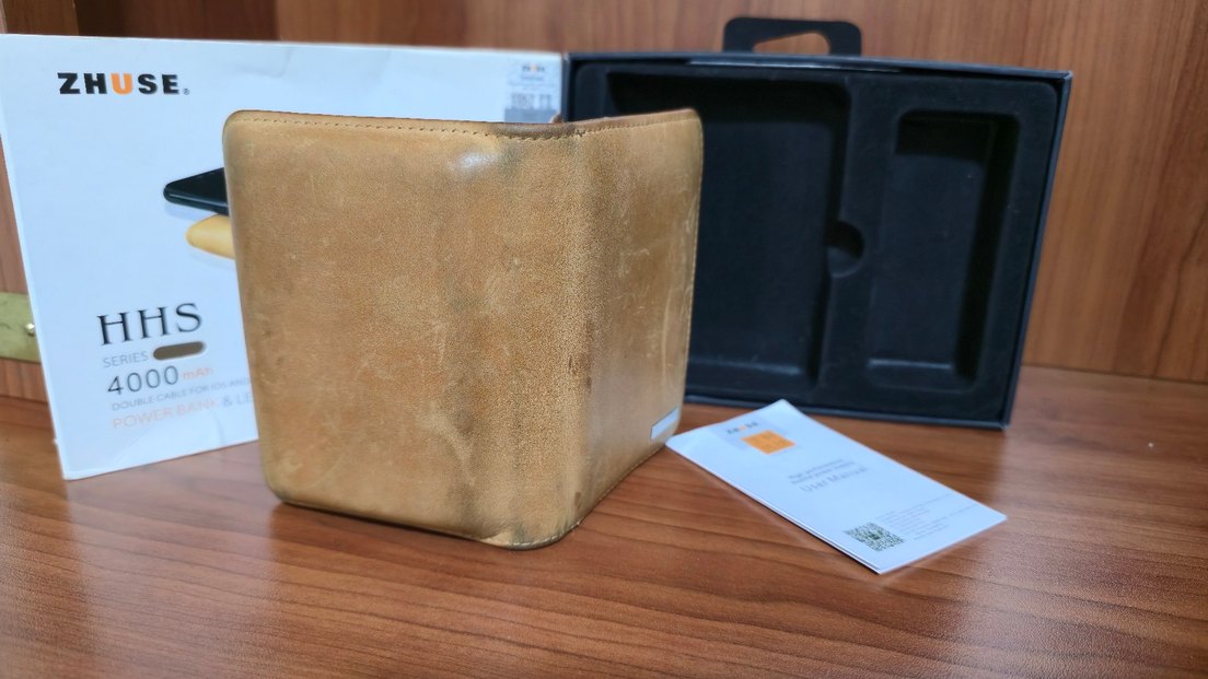 Zhuse 4000 mAh Deri Cüzdan PowerBank - Görsel 5