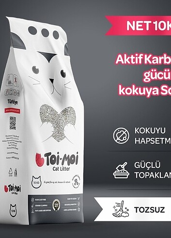 Tozsuz Aktif Karbonlu Bentonit Kedi Kumu 10kg
