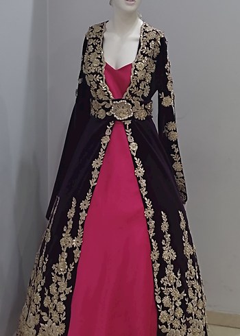 Bordo Nakışlı Kadın Henna Elbisesi - Görsel 3