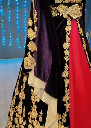 Bordo Nakışlı Kadın Henna Elbisesi - Görsel 6