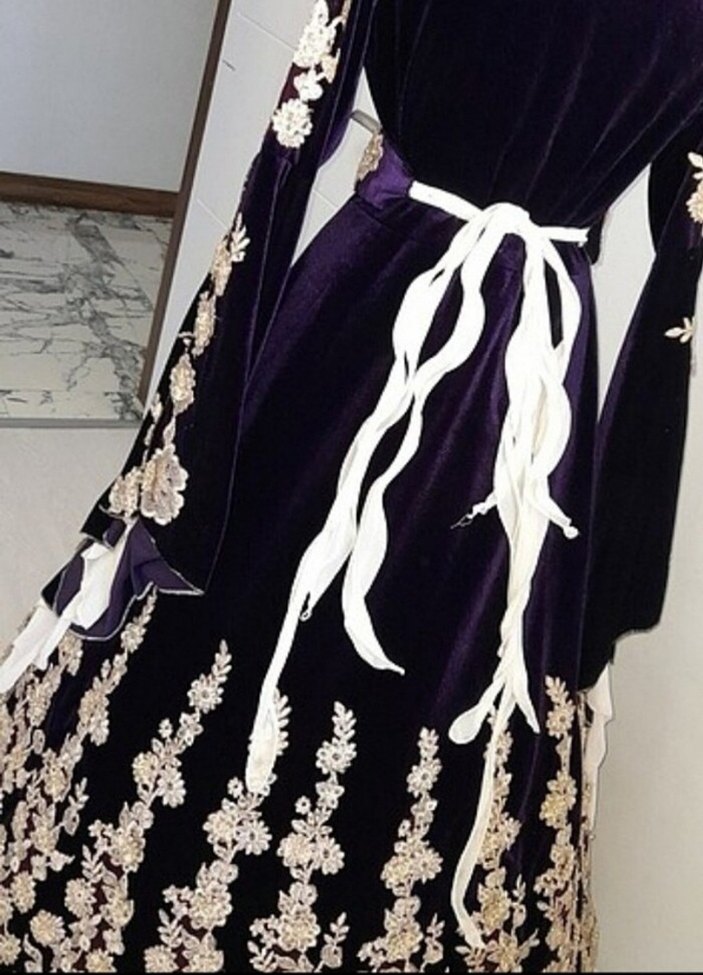 Bordo Nakışlı Kadın Henna Elbisesi - Görsel 4