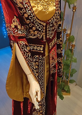 Bordo Nakışlı Uzun Bohem Kadın Kınalık Elbise - Görsel 2