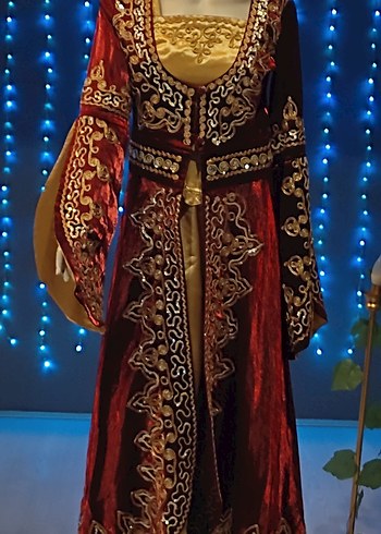 Bordo Nakışlı Uzun Bohem Kadın Kınalık Elbise - Görsel 4