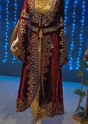 Bordo Nakışlı Uzun Bohem Kadın Kınalık Elbise - Görsel 6