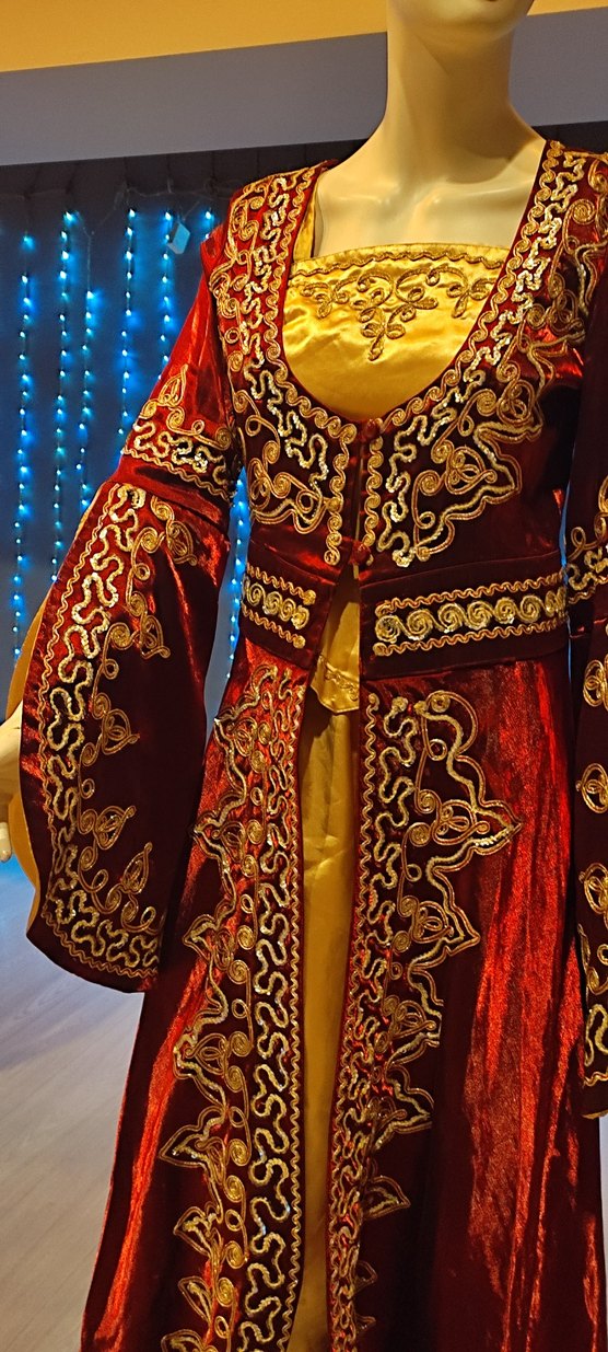 Bordo Nakışlı Uzun Bohem Kadın Kınalık Elbise - Görsel 3