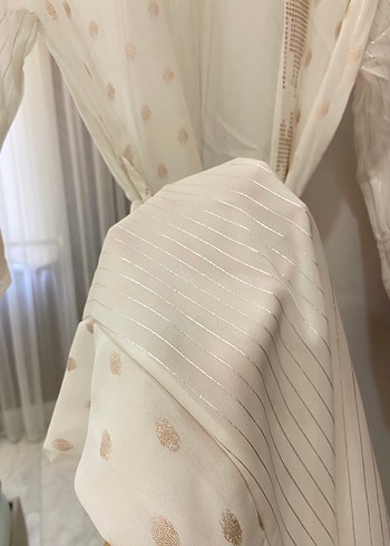 Nakışlı Bohem Beyaz Uzun Kadın Sabahlık ve kimona - Görsel 3