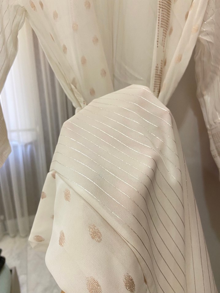 Nakışlı Bohem Beyaz Uzun Kadın Sabahlık ve kimona - Görsel 3